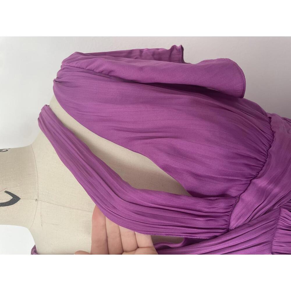 Anthropologie - Chic V-neck Short Purple Mini Dress with Flowy Sleeve, size 10 - Picture 7 of 12